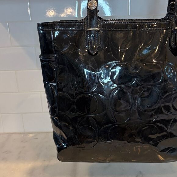 Coach Bag Purse Handbag High Gloss Patent Leather EW Shopper Tote Bag - Picture 5 of 16